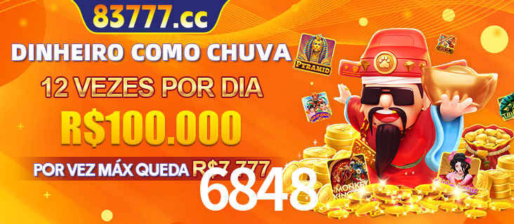 Banner do programa de recompensas Recomende para amigos do 6848, detalhando os bônus por convidar amigos, com prêmios que chegam a R$288.888.