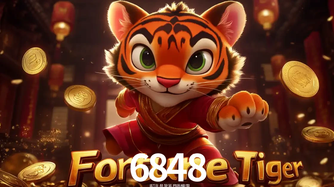 O carismático mascote do jogo de slot Fortune Tiger, um tigre fofo em pose de artes marciais, pronto para trazer sorte e multiplicadores de ganhos no cassino online 6848.